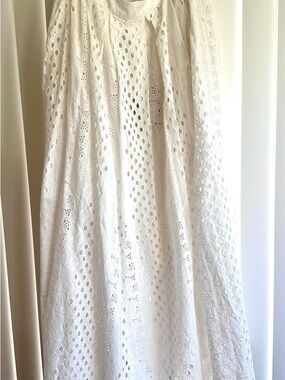 Anthropologie Forever That Girl White Eyelet Lace Maxi Skirt